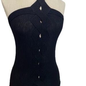 Yves Saint Laurent Rive Gauche Halter Black Top
